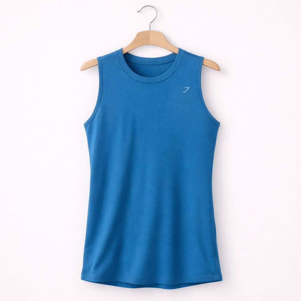 GYMSHARK | Blue Asymmetrical Tank – Women's Medium